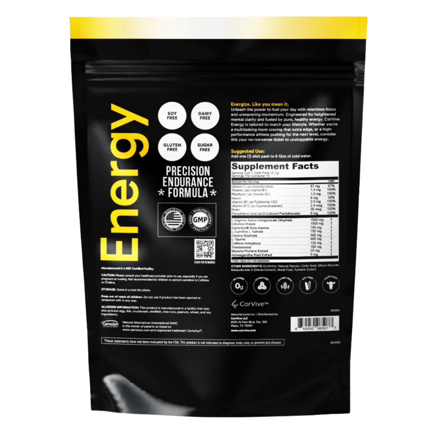 CorVive Energy Lemon packaging and box