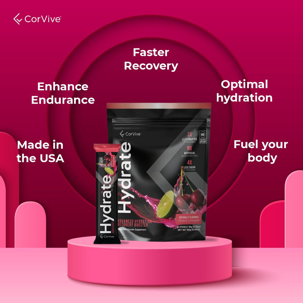 15 individual packs of CorVive Hydrate Cherry Limeade