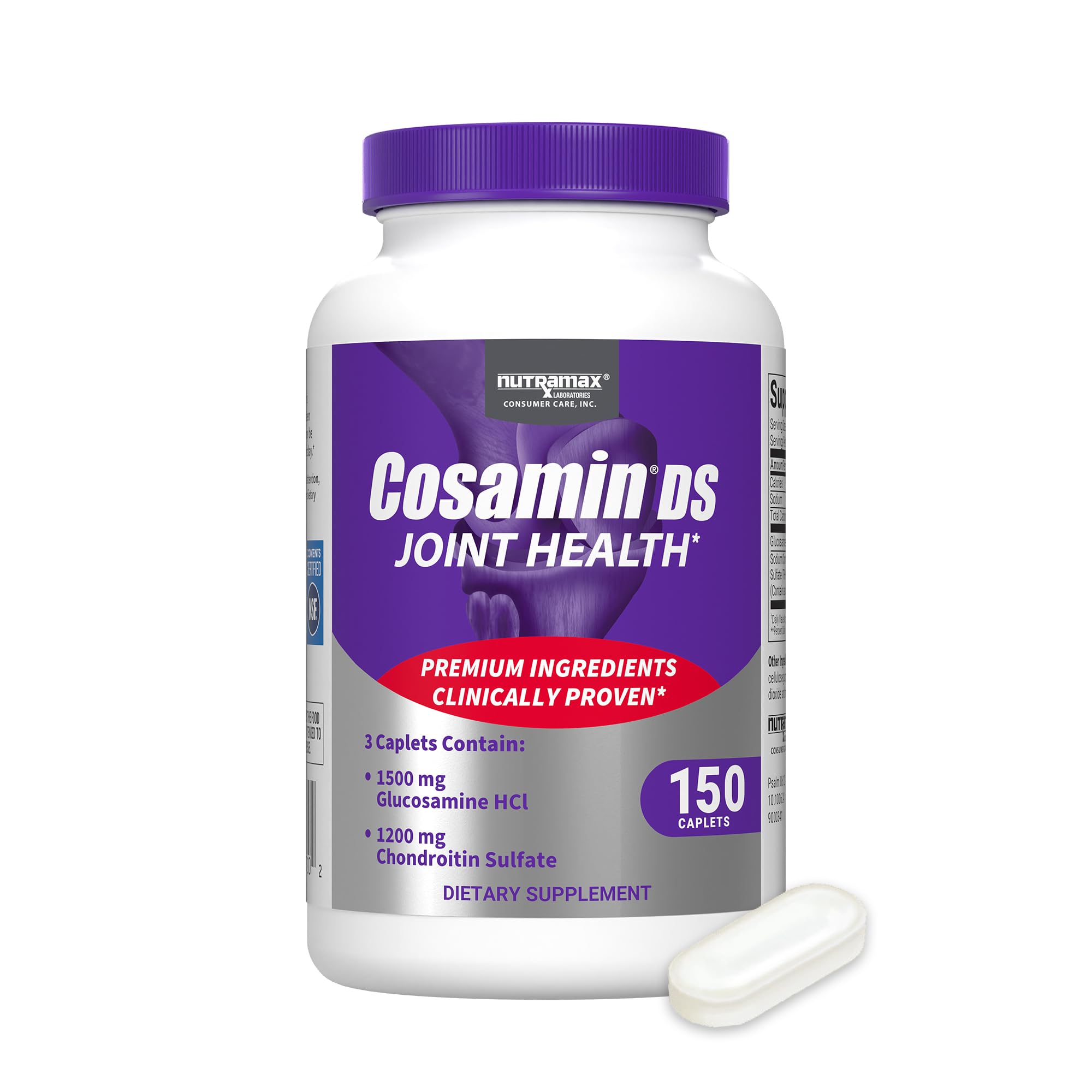 Cosamin DS bottle front view showing 150 caplets