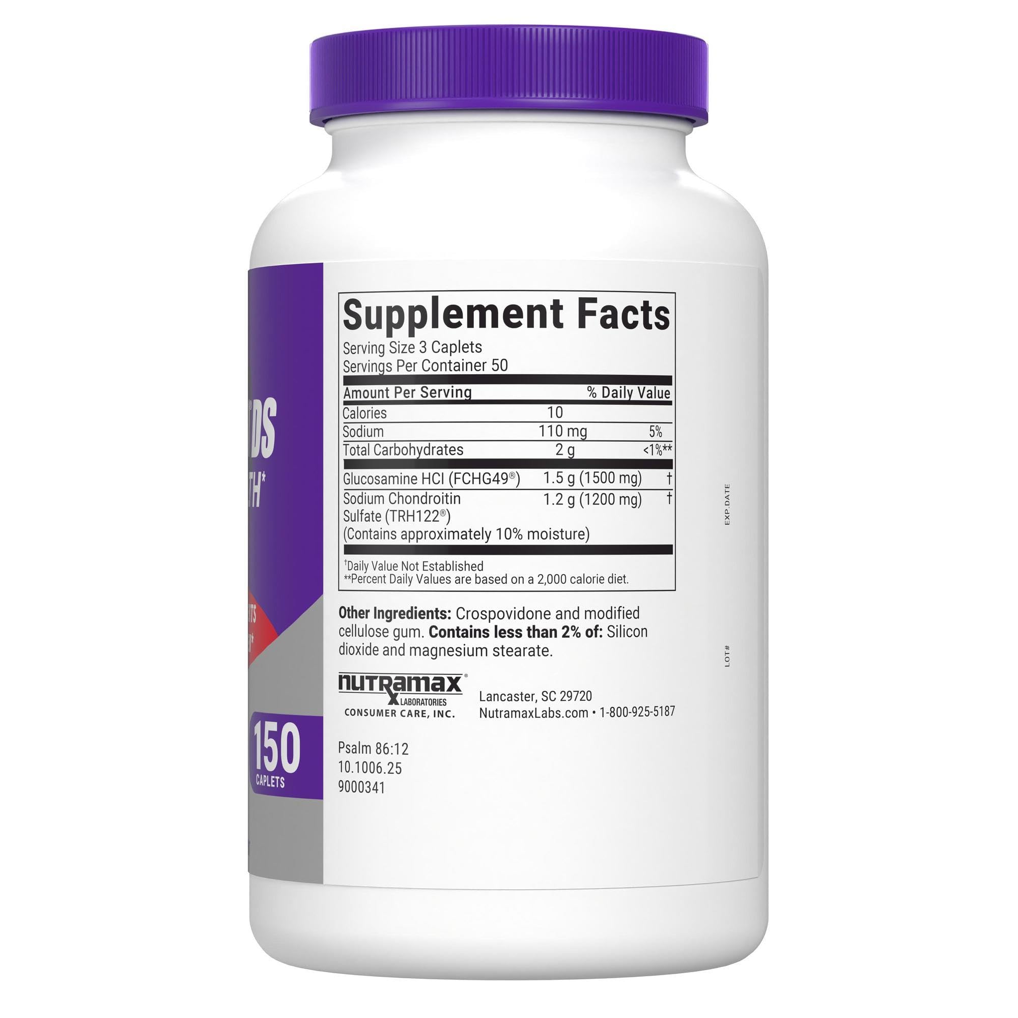 Label close-up detailing glucosamine HCl 1500 mg