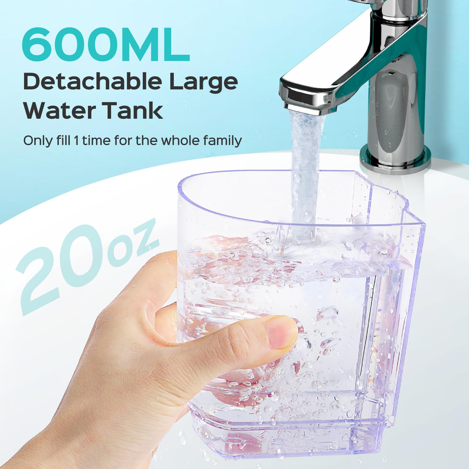 600ml detachable tank for family sharing
