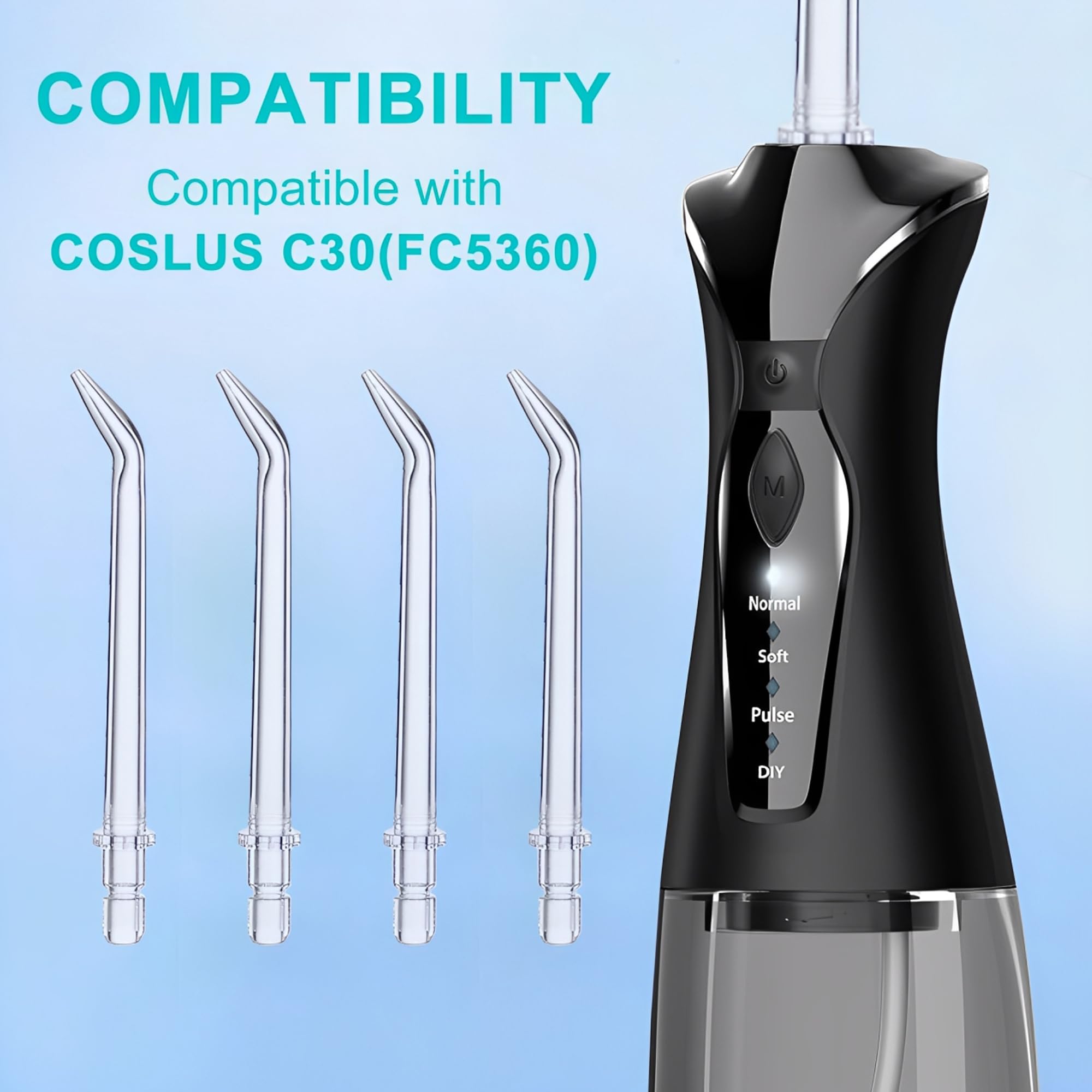 Close-up of jet tip material for COSLUS FC5360 water flosser