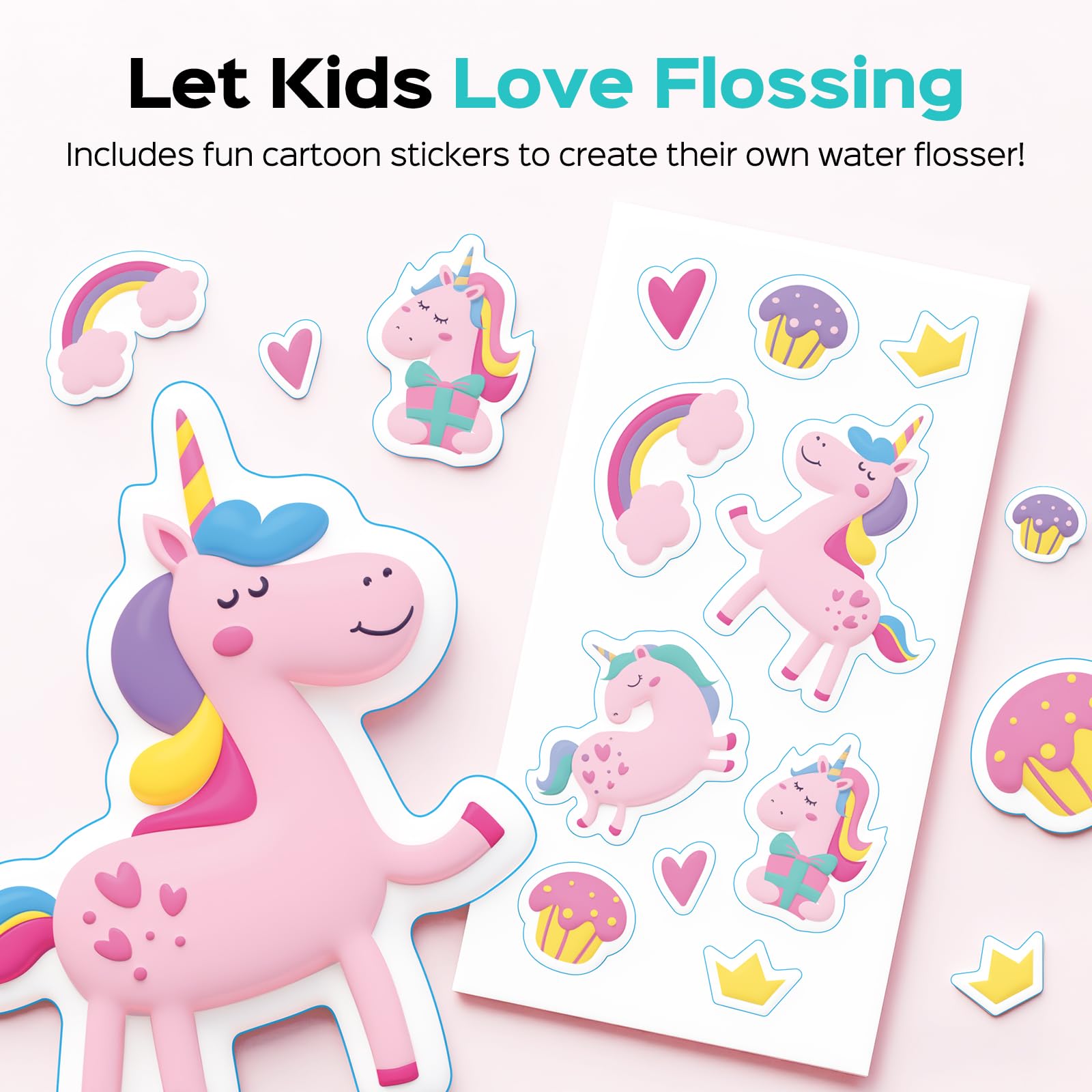 Built-in nozzle storage on COSLUS kids water flosser
