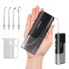 COSLUS mini travel water flosser black - front view