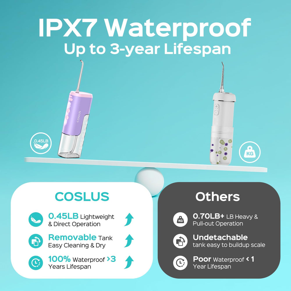Includes 4 jet tips stored on top for braces and sensitive gums