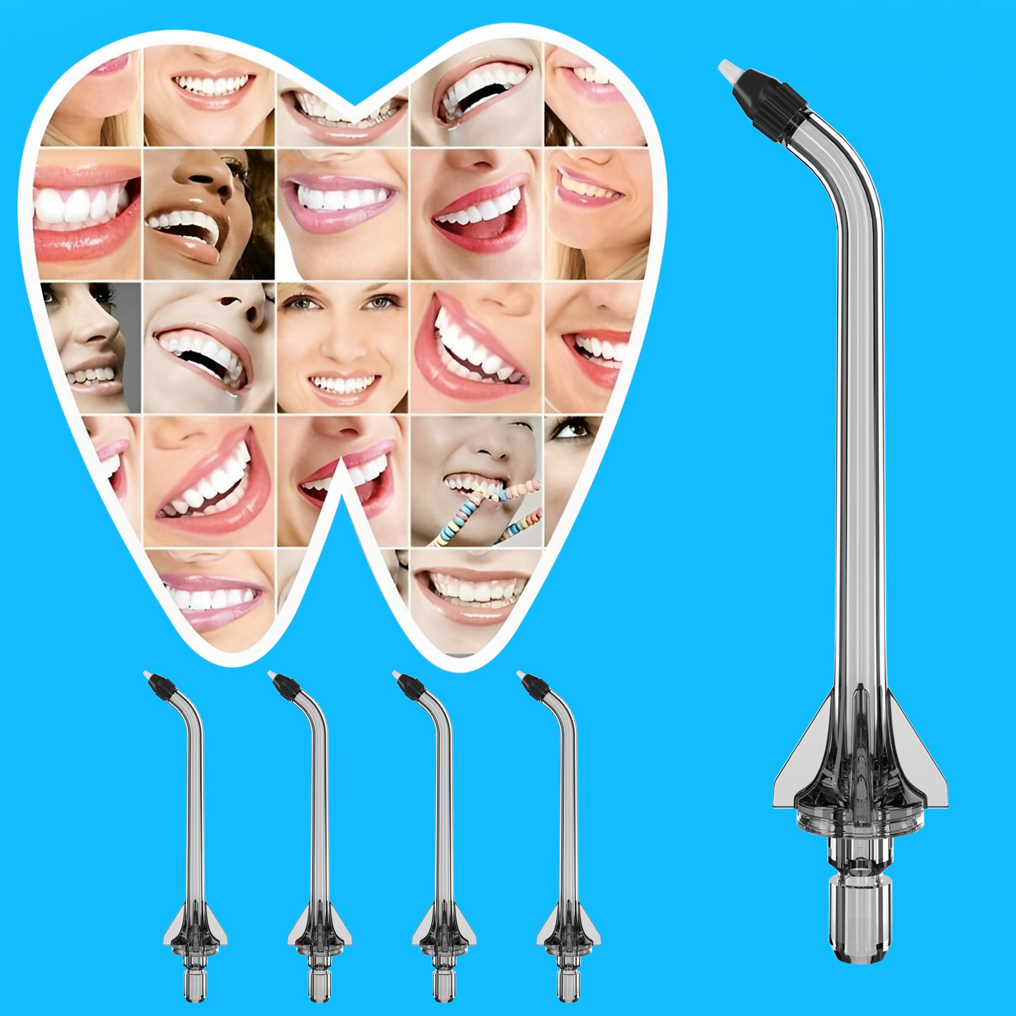 Transparent plastic dental tip for easy cleaning