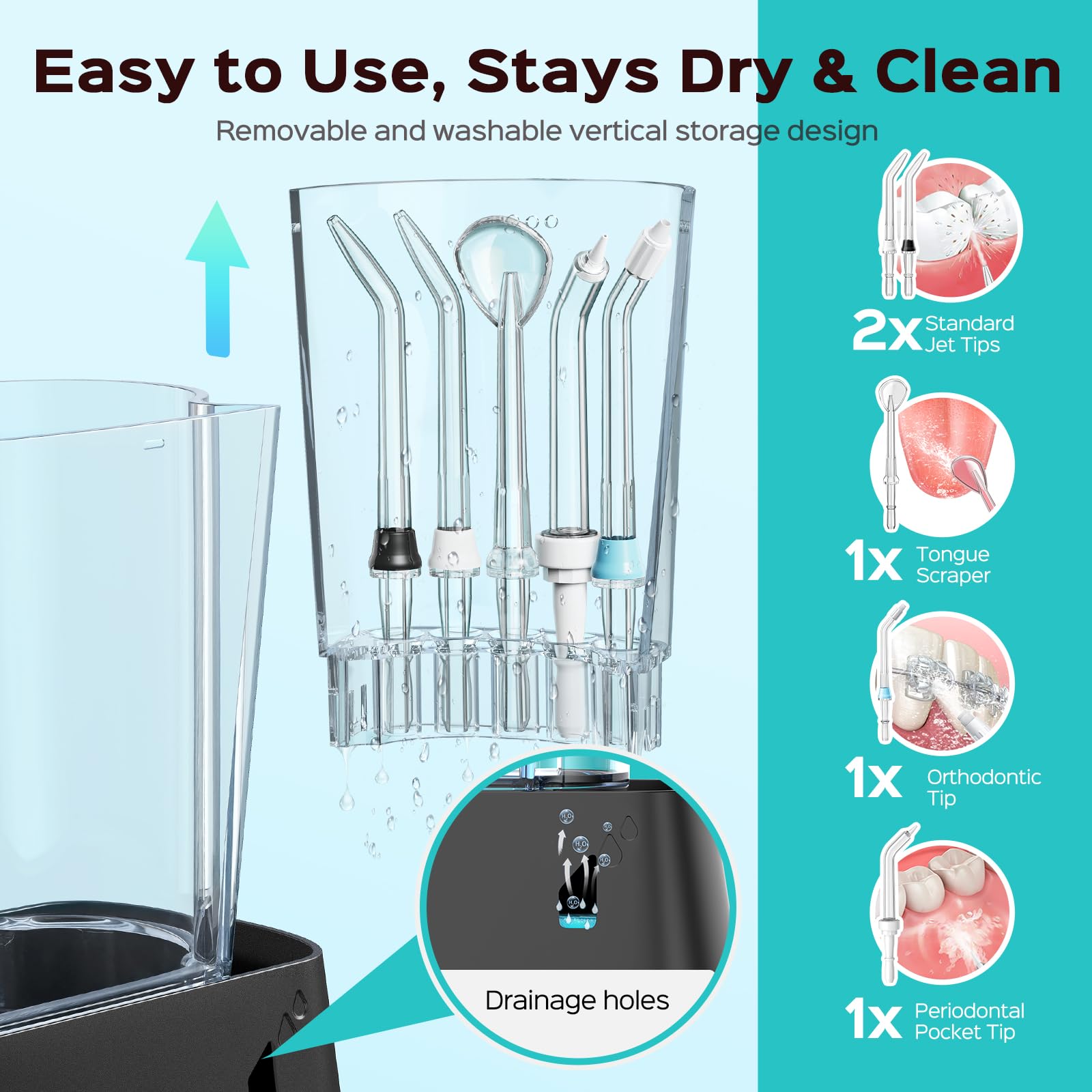 Tongue cleaner nozzle tip for COSLUS flosser