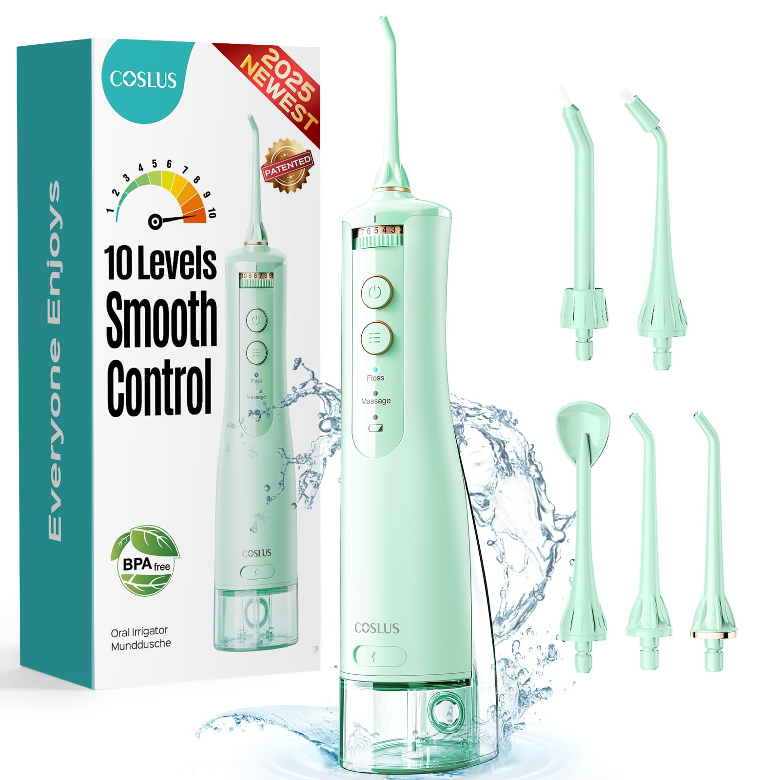 COSLUS portable water flosser compact cordless design