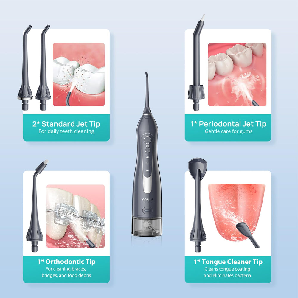 Travel-ready cordless dental irrigator with USB charging