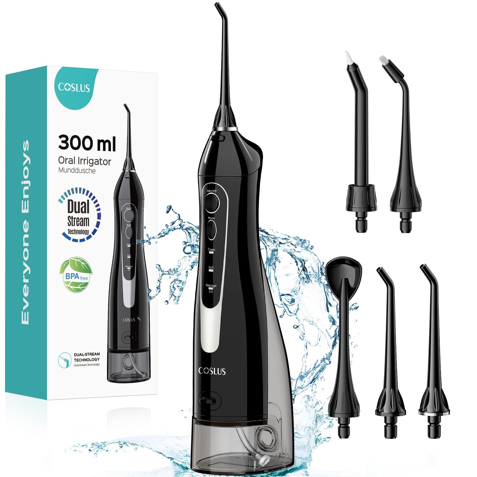 COSLUS Water Flosser C20 F5020E handheld cordless oral irrigator with 300ml tank