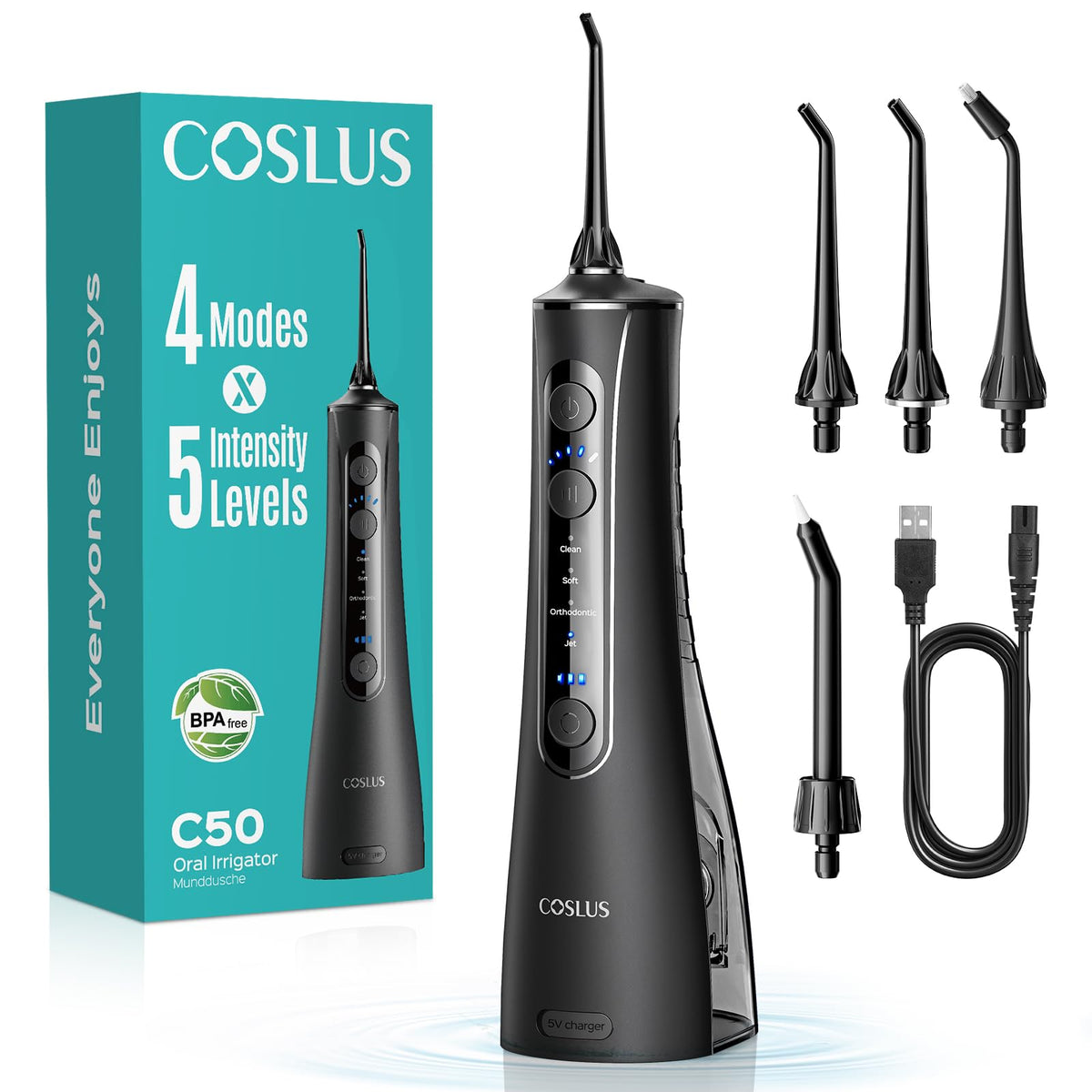 COSLUS portable water flosser front view
