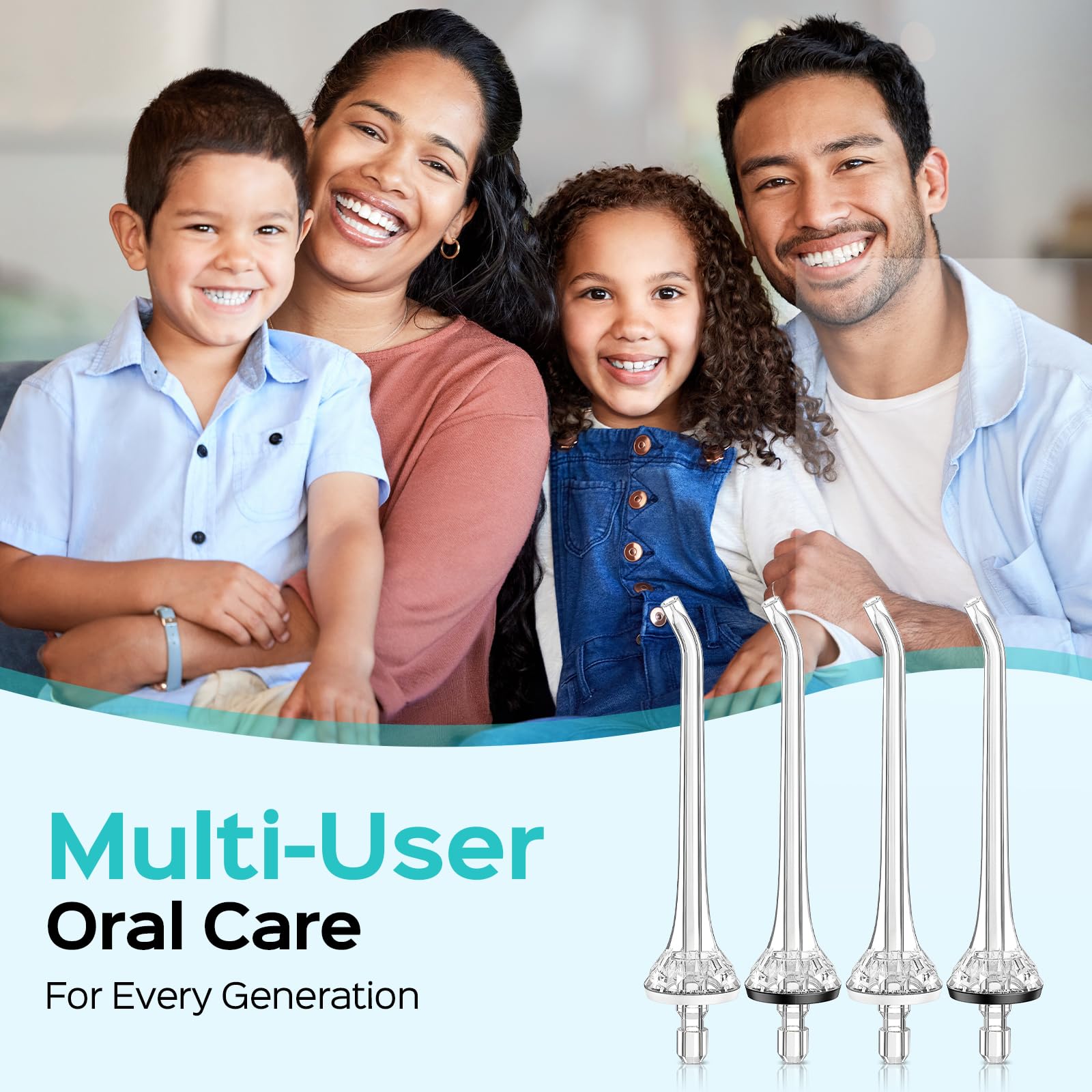 Pack of four replacement tips for daily teeth cleaning