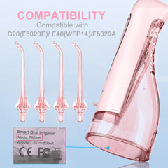 Four replacement jet tips for COSLUS water flosser in travel case