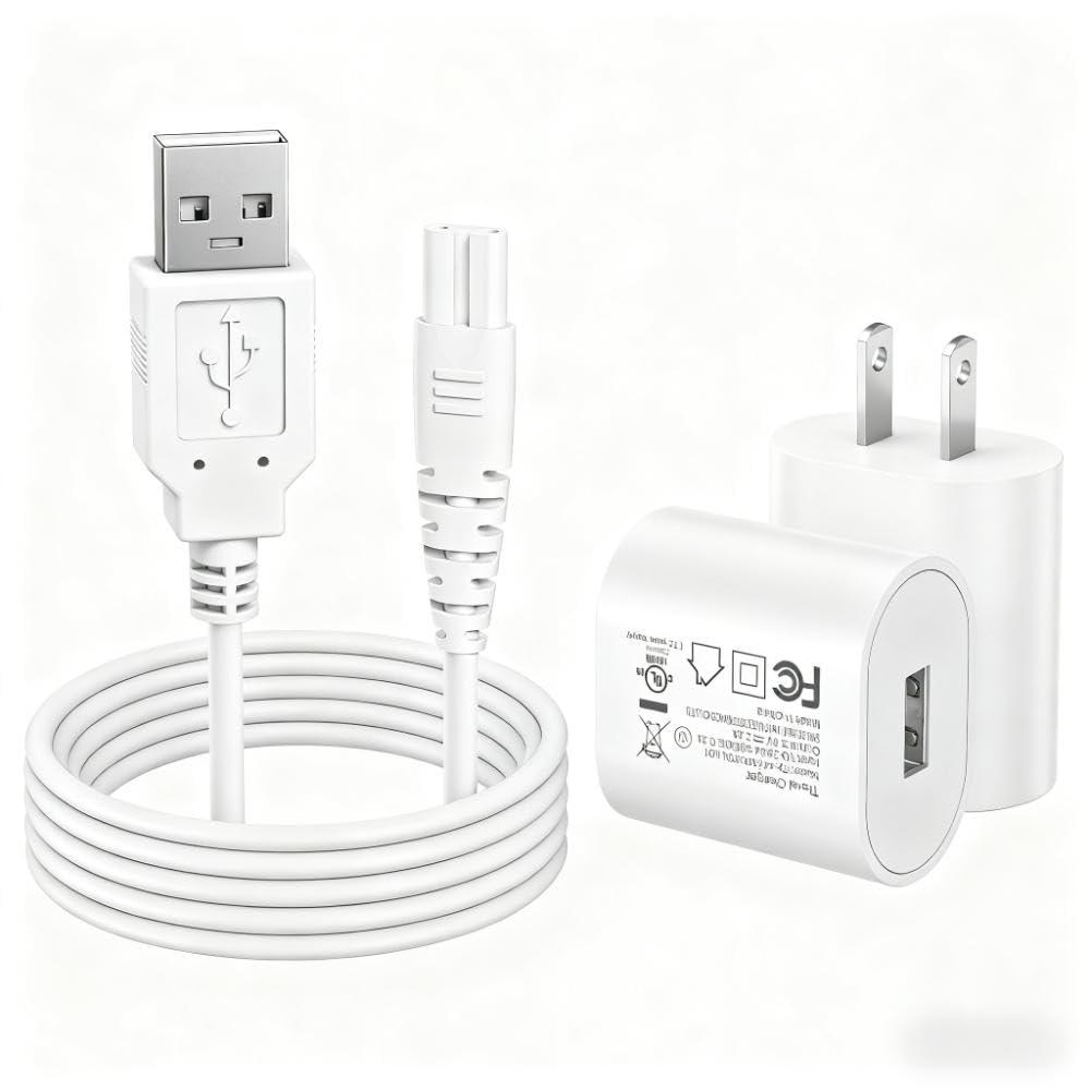 COSLUS water flosser USB charger and wall adapter front view