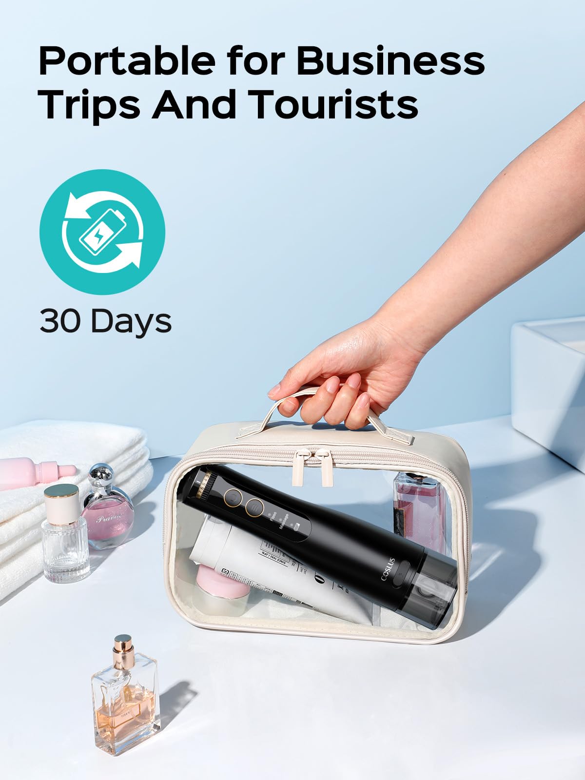 USB charging port on the COSLUS portable water flosser