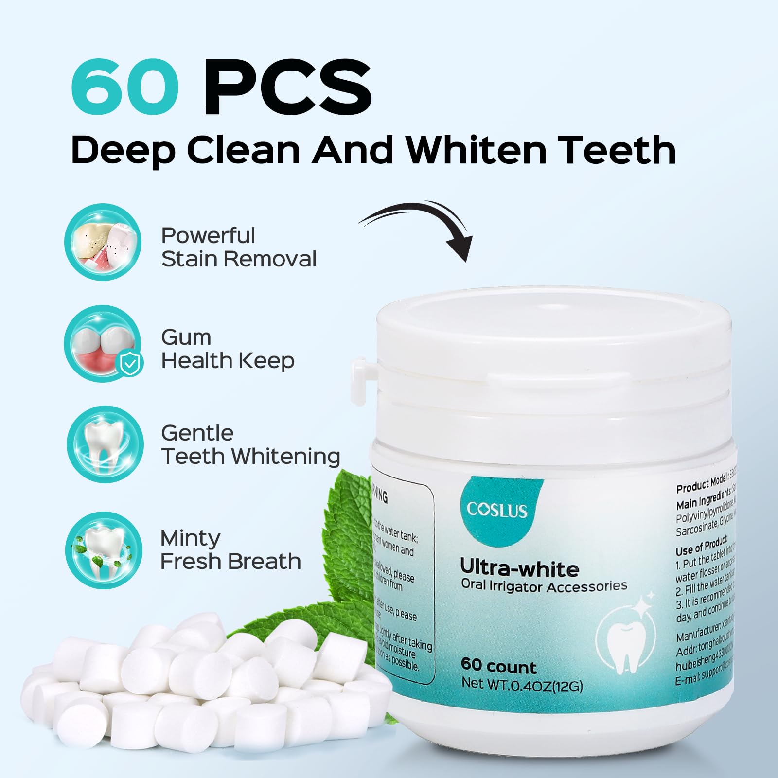 60 mint refills for COSLUS water flosser