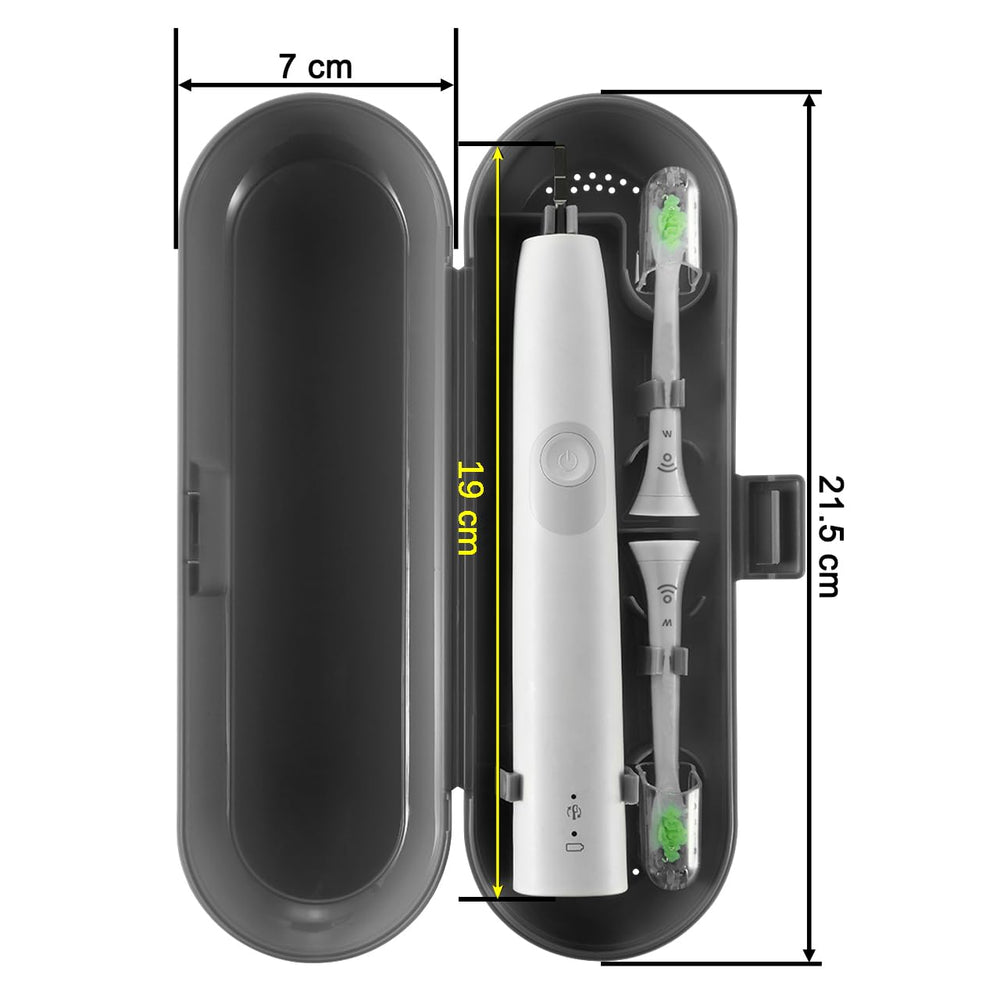 Interior view of Cosmos travel case showing space for one handle and two heads