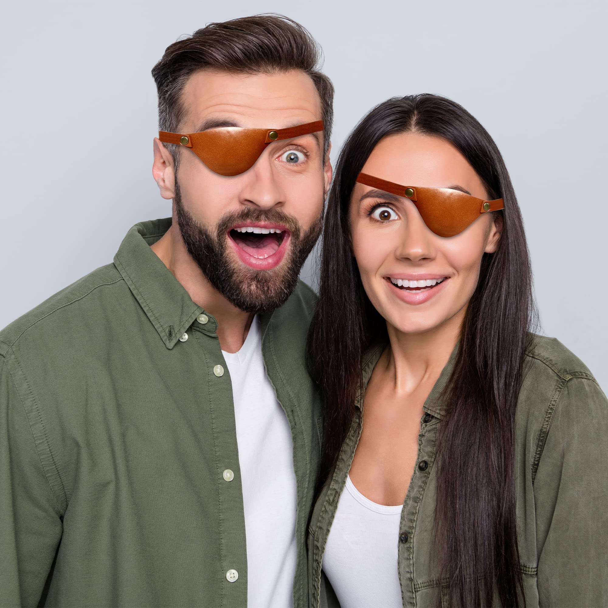 Cosplay-ready brown leather eye patch for adults