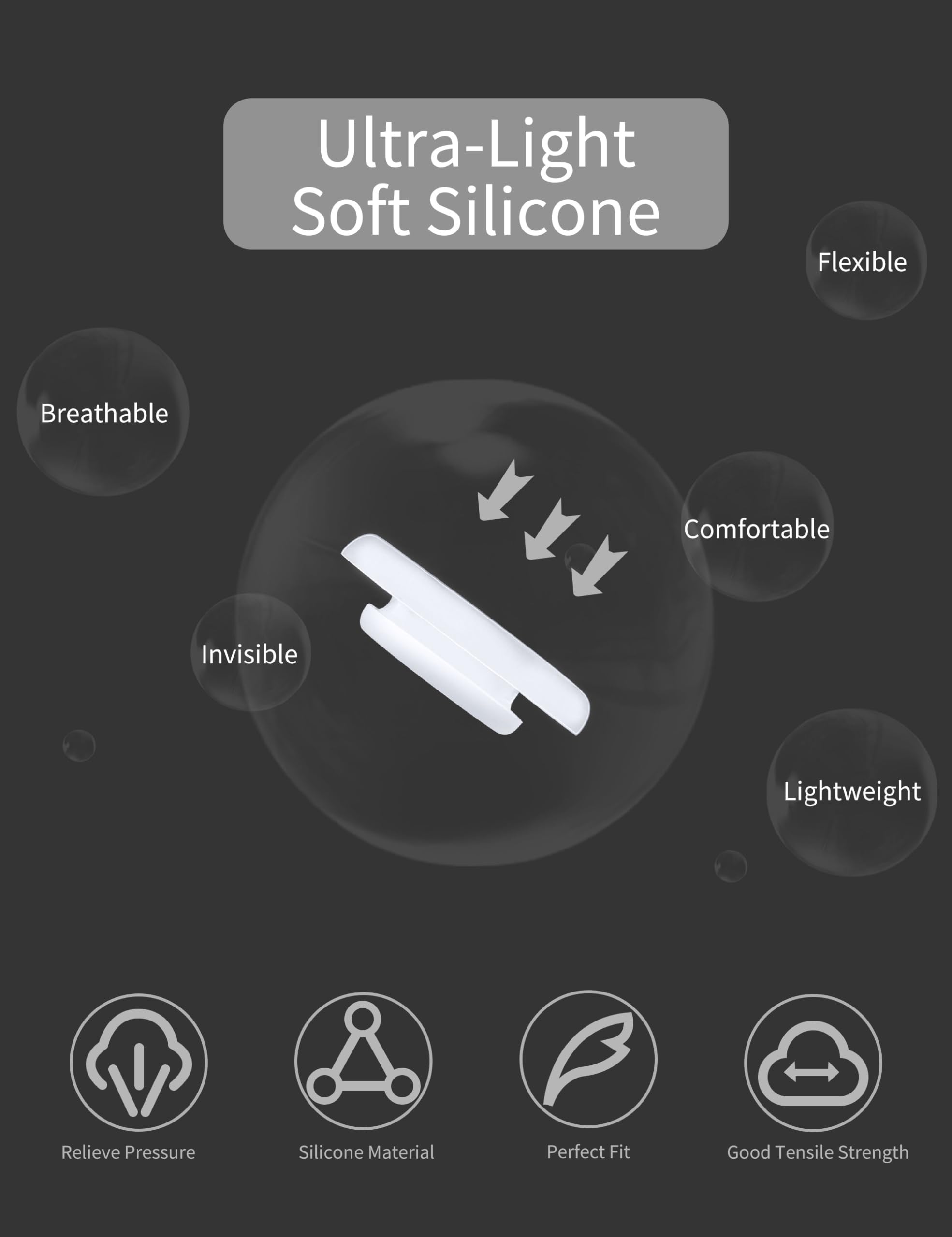 Close-up of soft silicone nose pads for comfort and durability