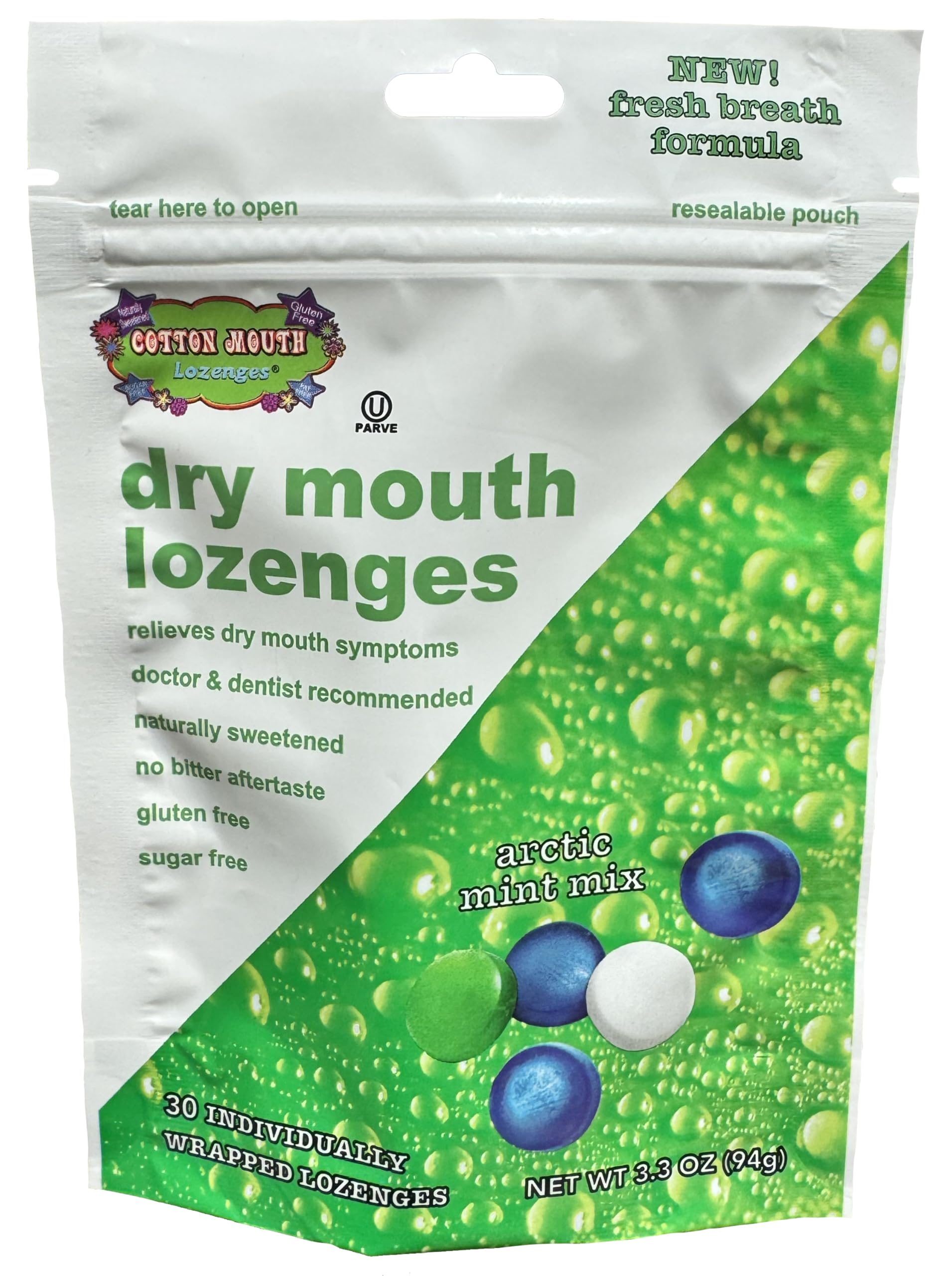 Cotton Mouth Lozenges mint flavor 3.3 oz bag