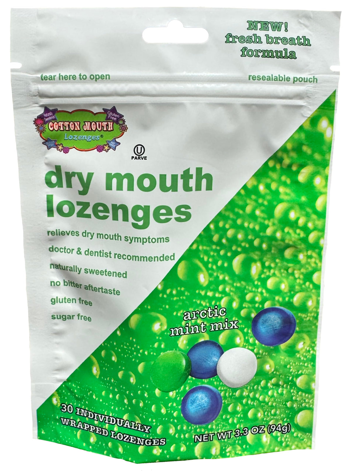 Cotton Mouth Lozenges mint flavor 3.3 oz bag