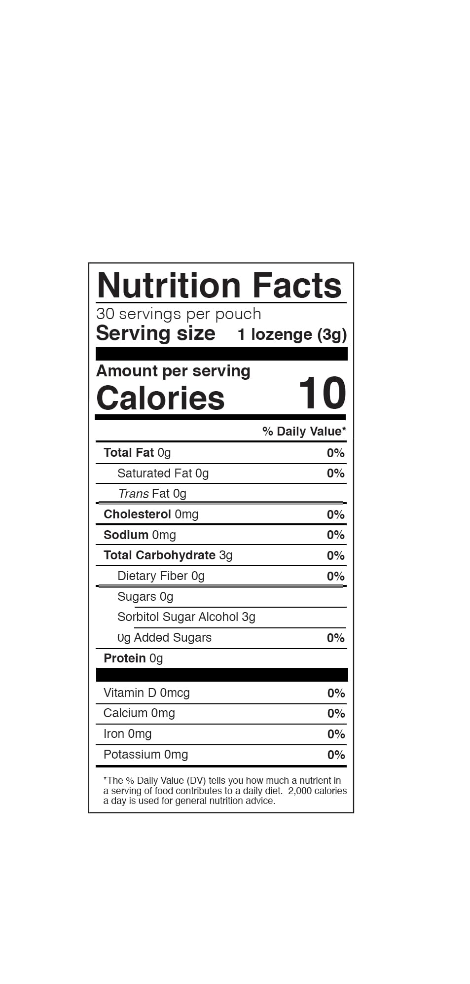 Nutrition facts for Cotton Mouth Lozenges Fruit Mix