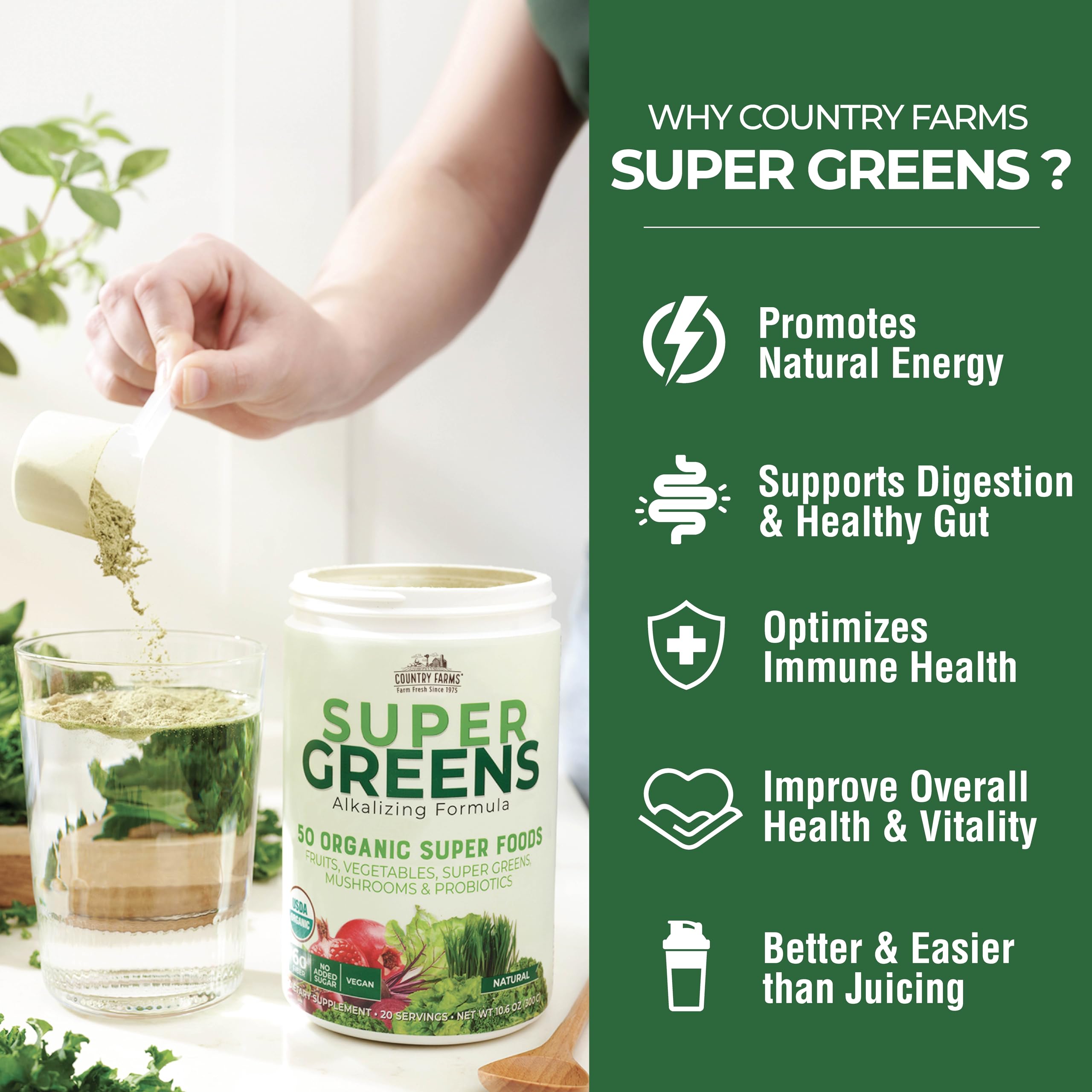 Country Farms Super Greens for bloating relief