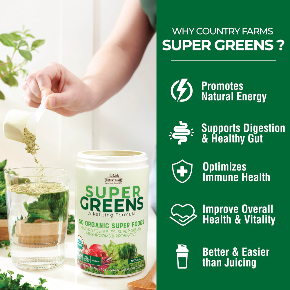 Country Farms Super Greens for bloating relief