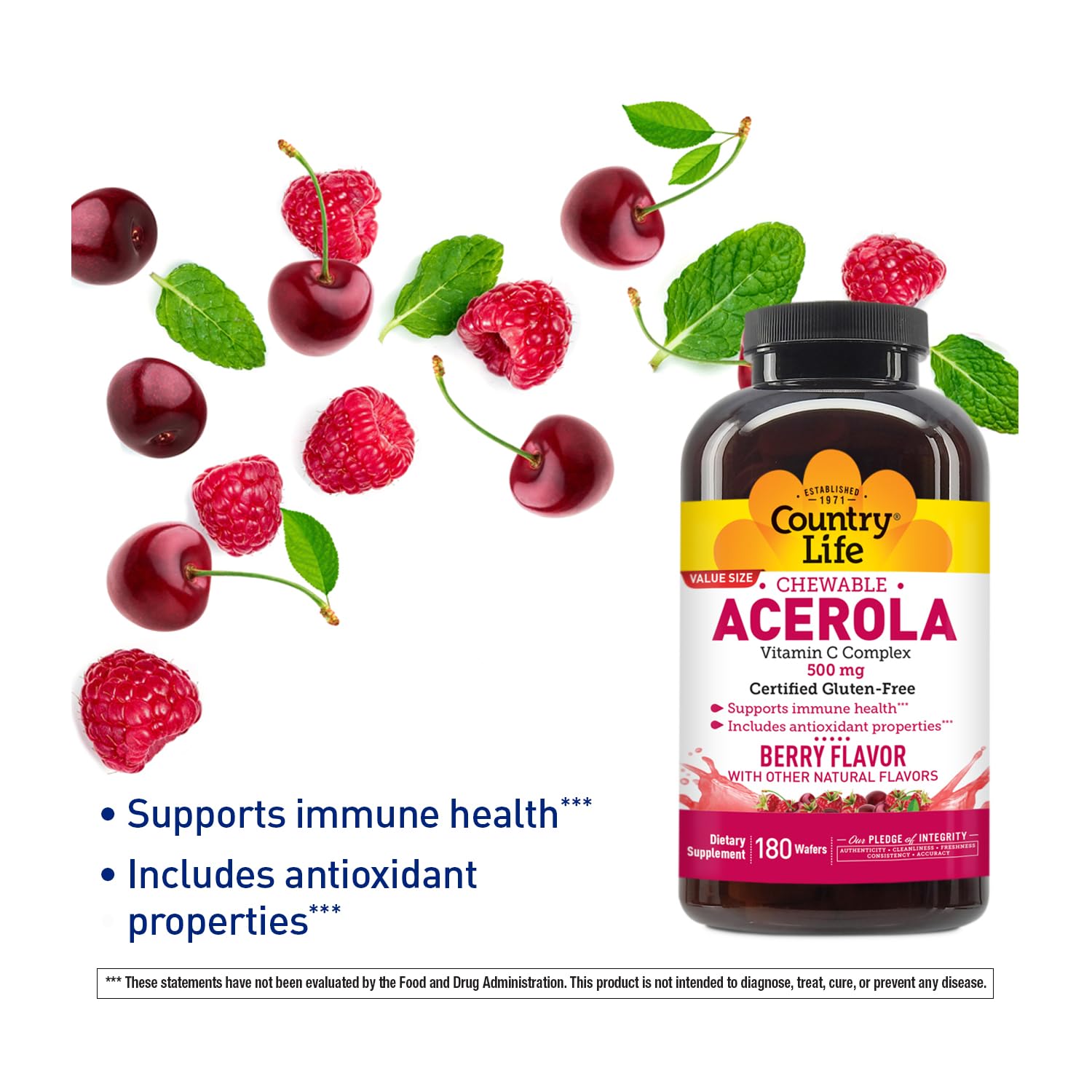 Berry-flavored chewable wafer