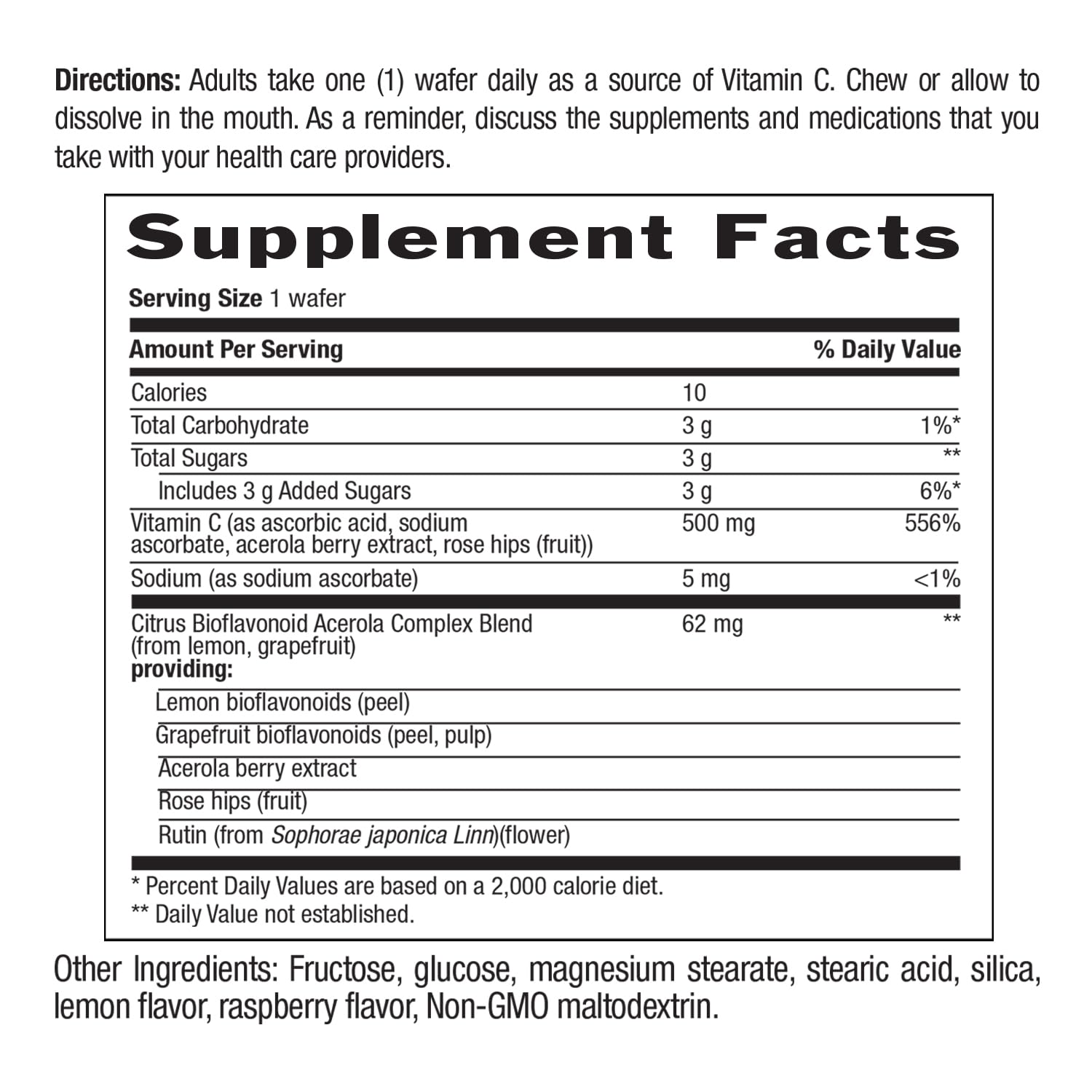 Close-up of 500 mg vitamin C from acerola blend