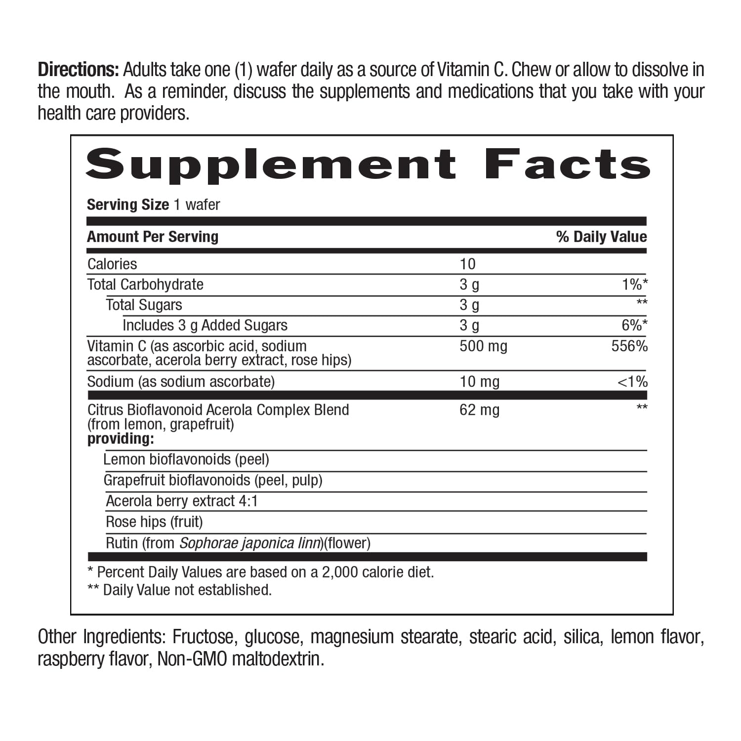 Graphic of ingredients: acerola berry extract and citrus bioflavonoids