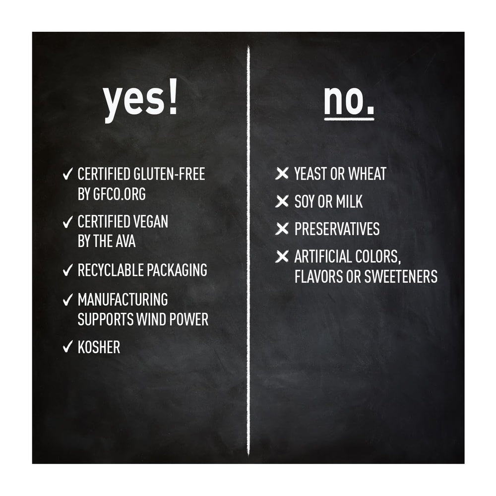 Product label showing GFCO gluten-free and AVA vegan certifications