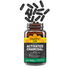 Country Life Activated Charcoal Coconut Capsules 260mg bottle – front view