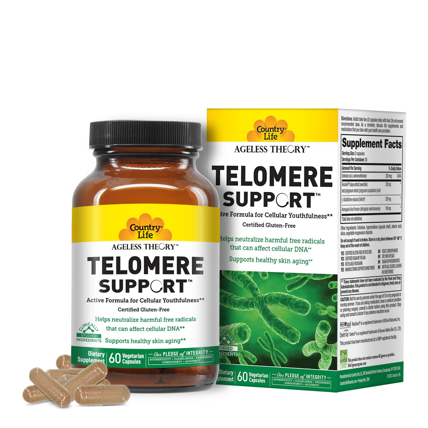 Country Life Ageless Theory Telomere Support bottle front view