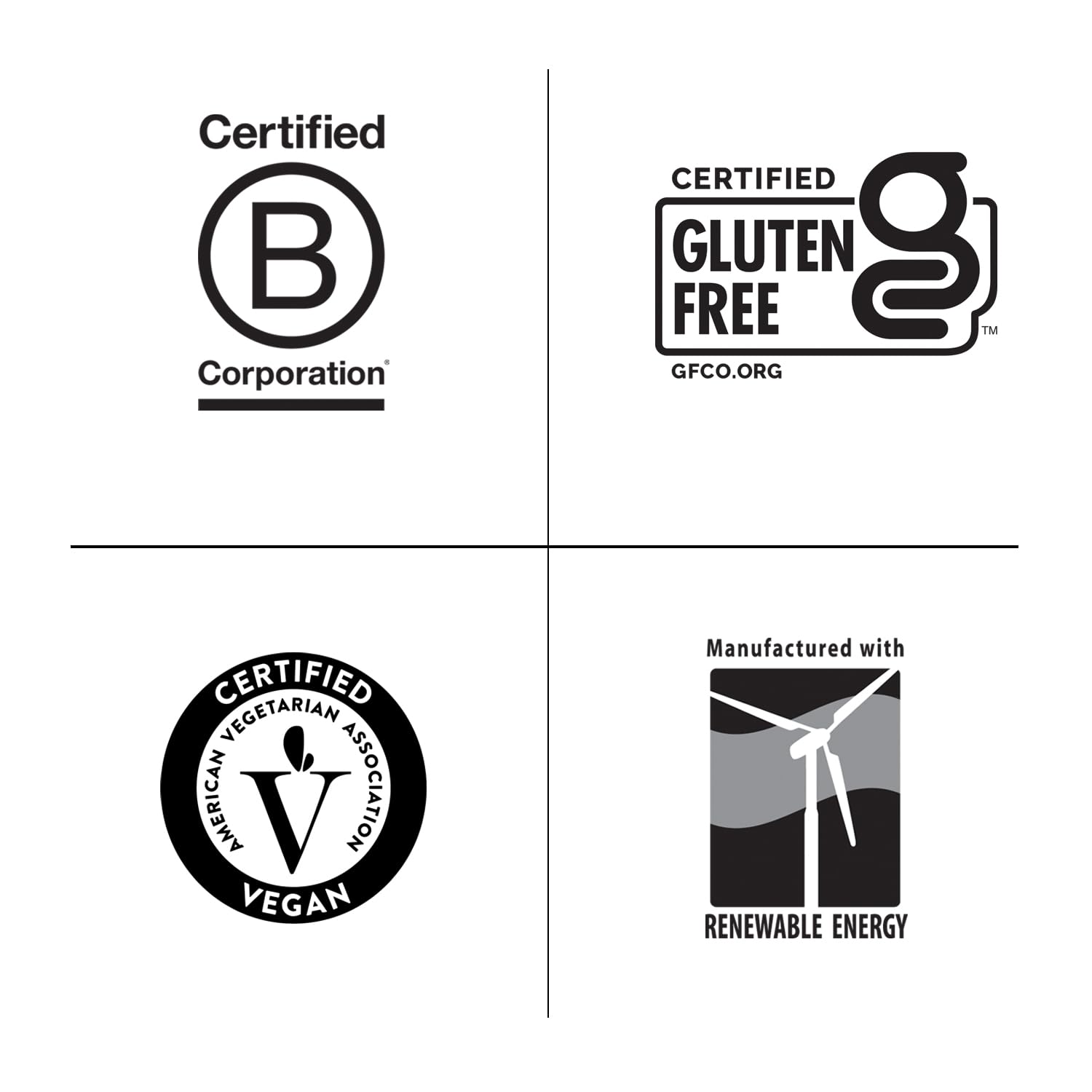 Vegan and gluten-free certification badges