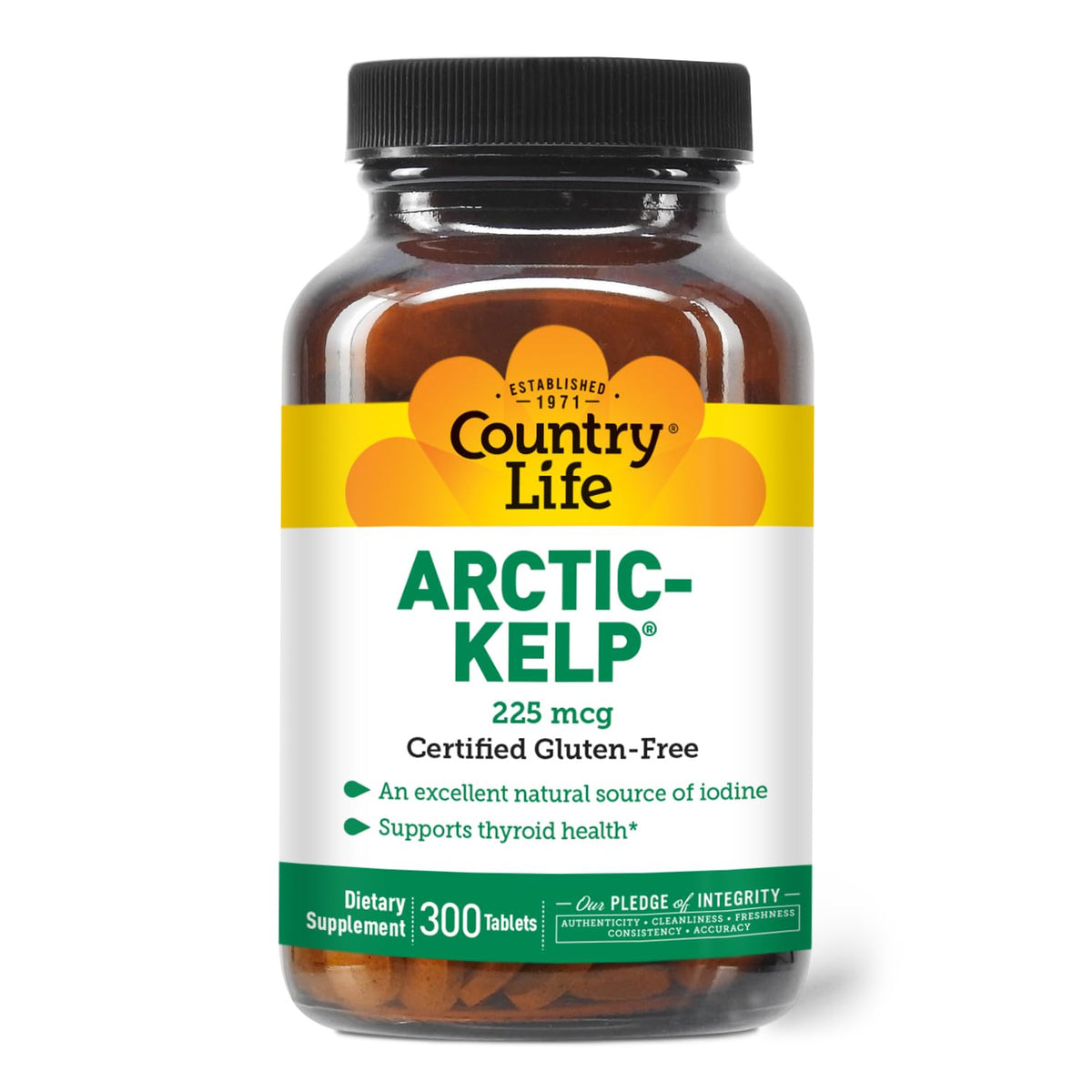 Country Life Arctic-Kelp iodine supplement bottle with 300 tablets
