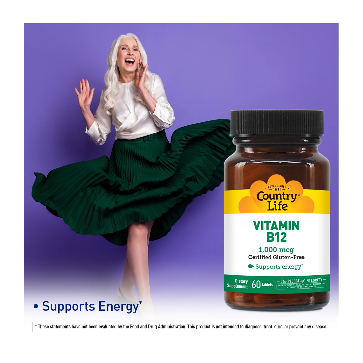 Vegan icon on Country Life B12 bottle