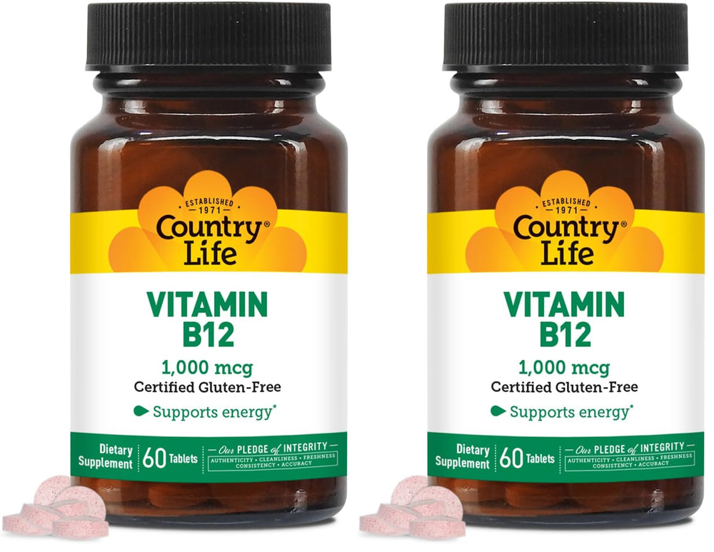 Front view of Country Life B12 1000 mcg bottle (pack of 2)