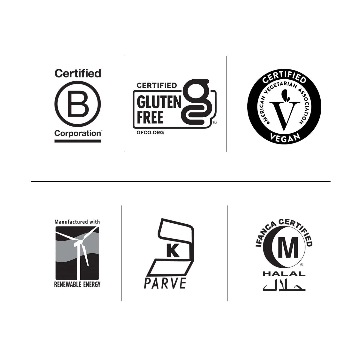 Vegan-friendly and gluten-free icons on packaging