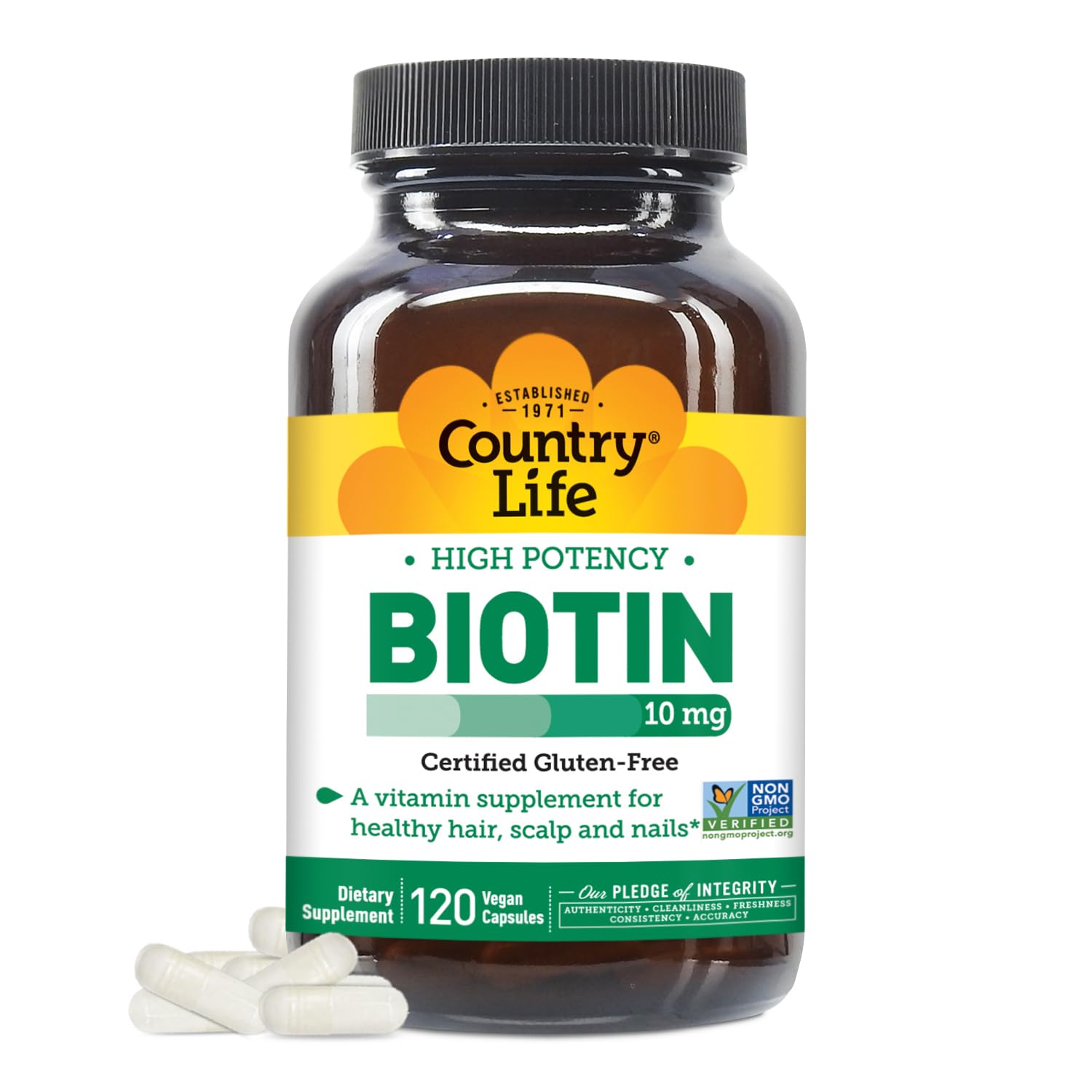 Country Life Biotin 10mg high-potency vegan gluten-free capsules