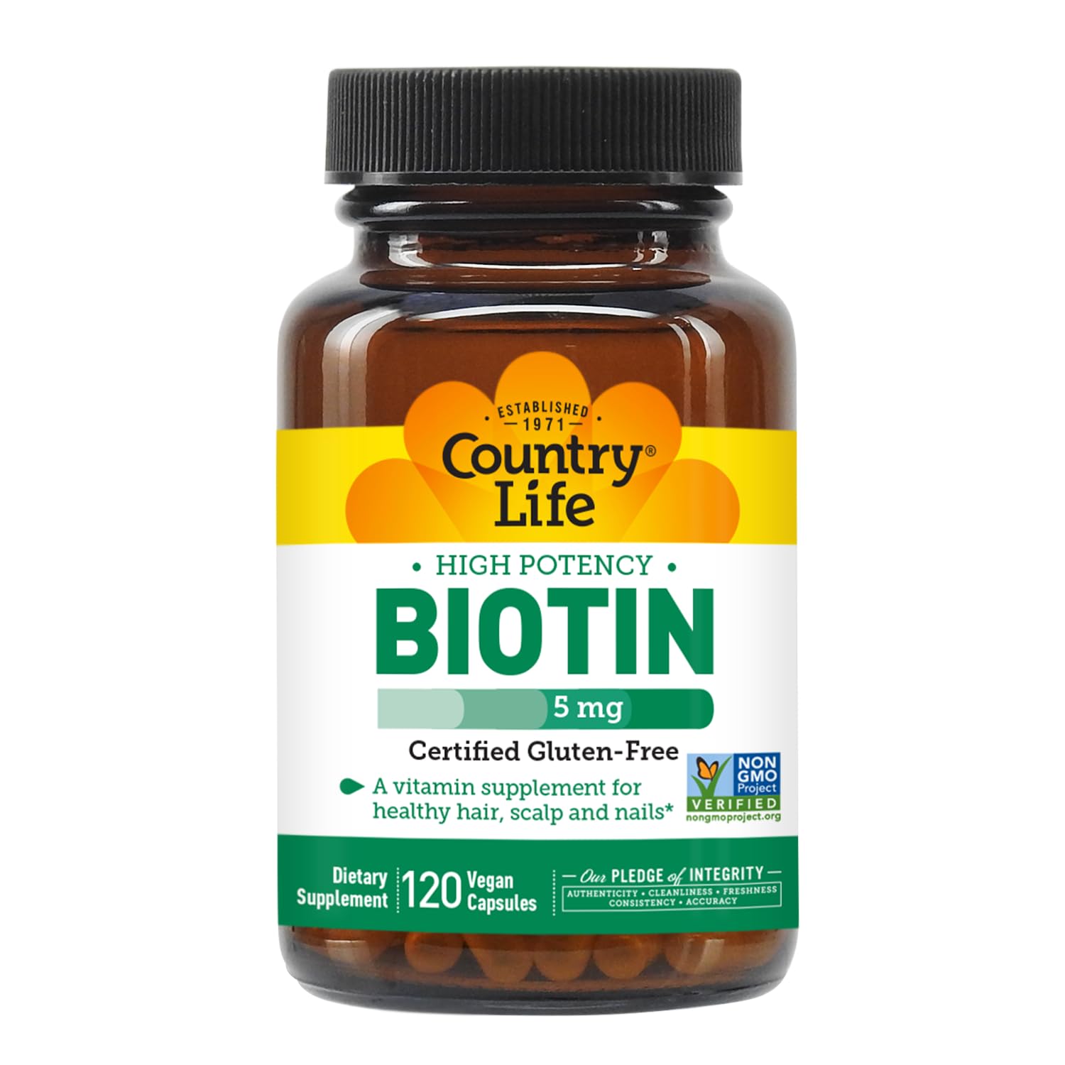 Biotin Vegicaps packaging front with 120 count