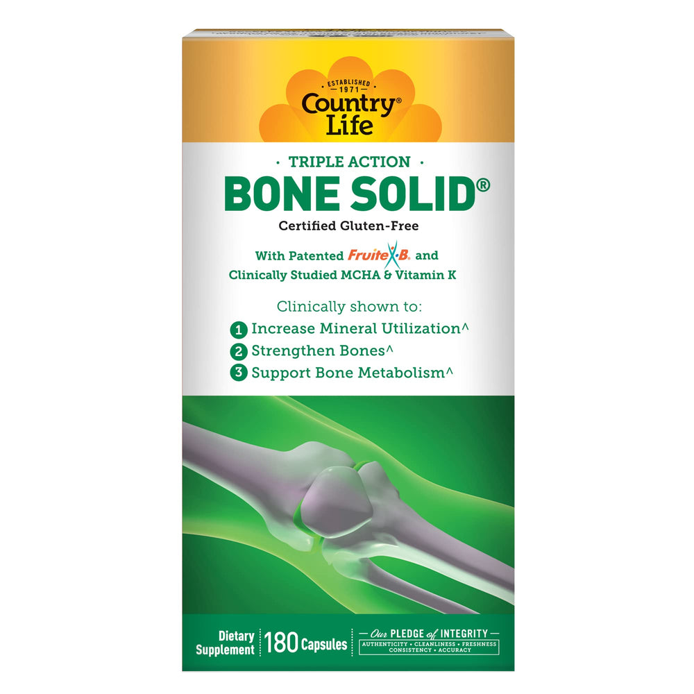 Country Life Bone Solid bottle with 180 capsules - front view