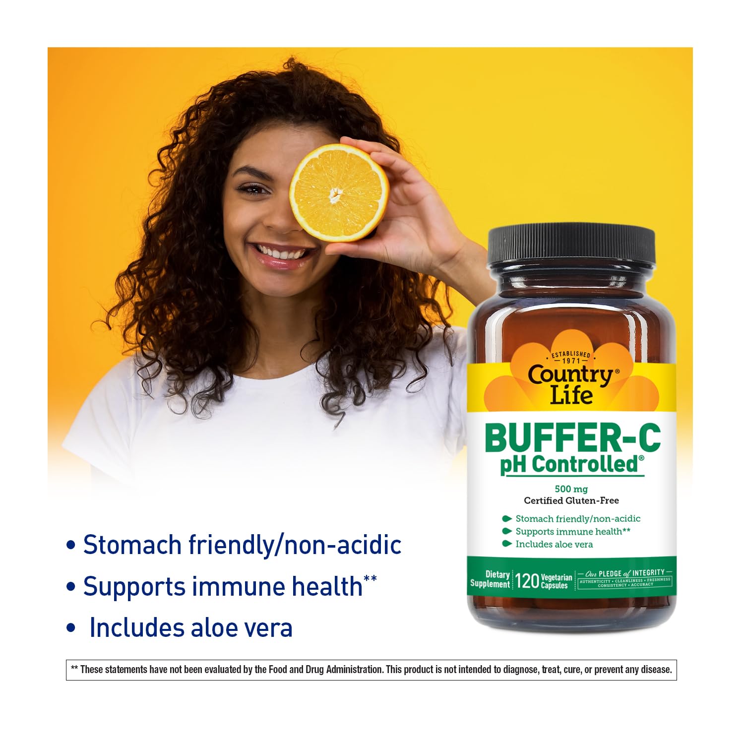 Country Life Buffer-C 500 mg Veg Caps label close-up