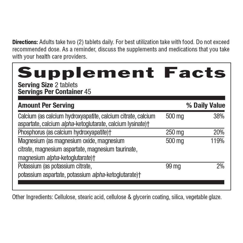 Nutrition facts label of Country Life Calcium-Magnesium-Potassium
