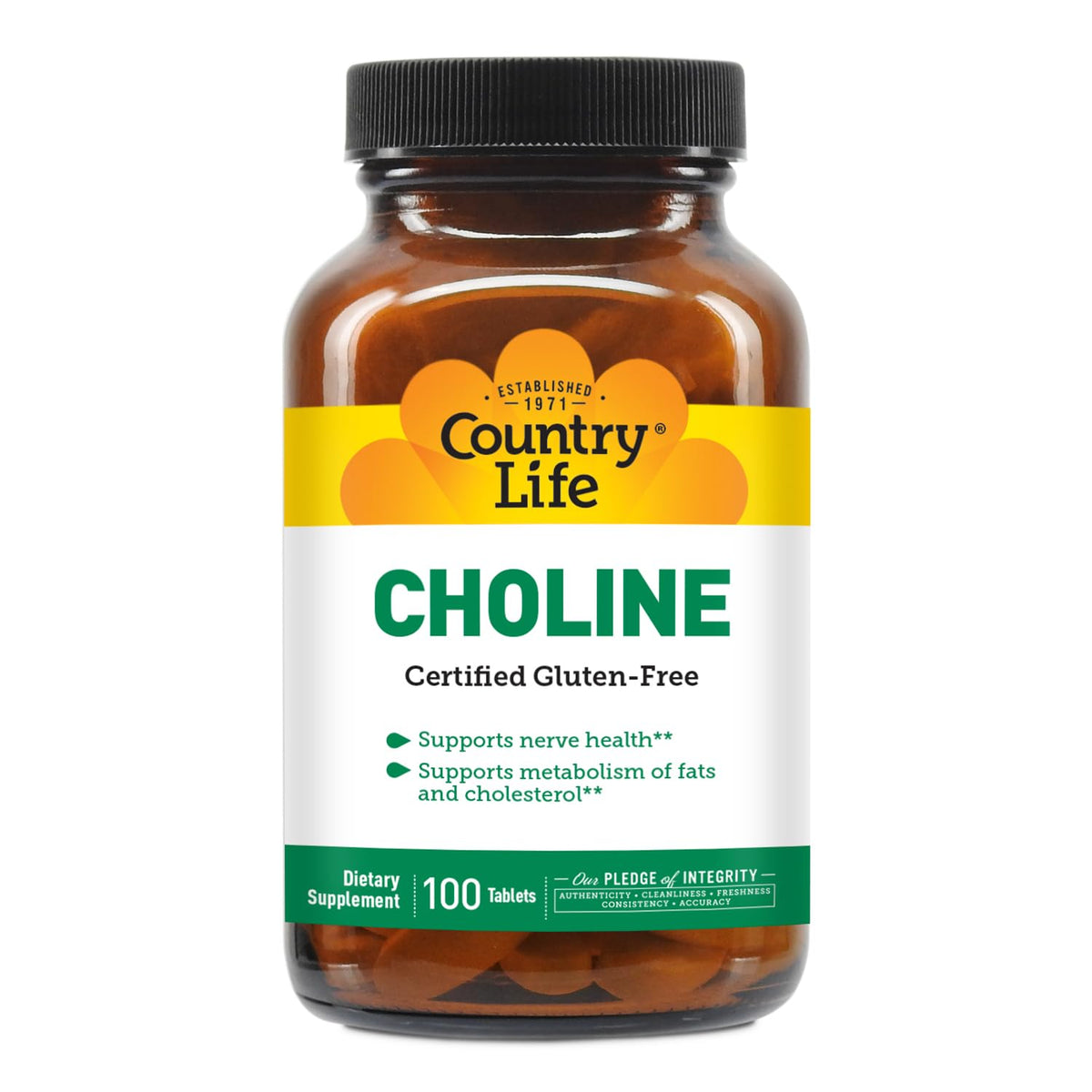 Country Life Choline 266mg bottle, 100 tablets