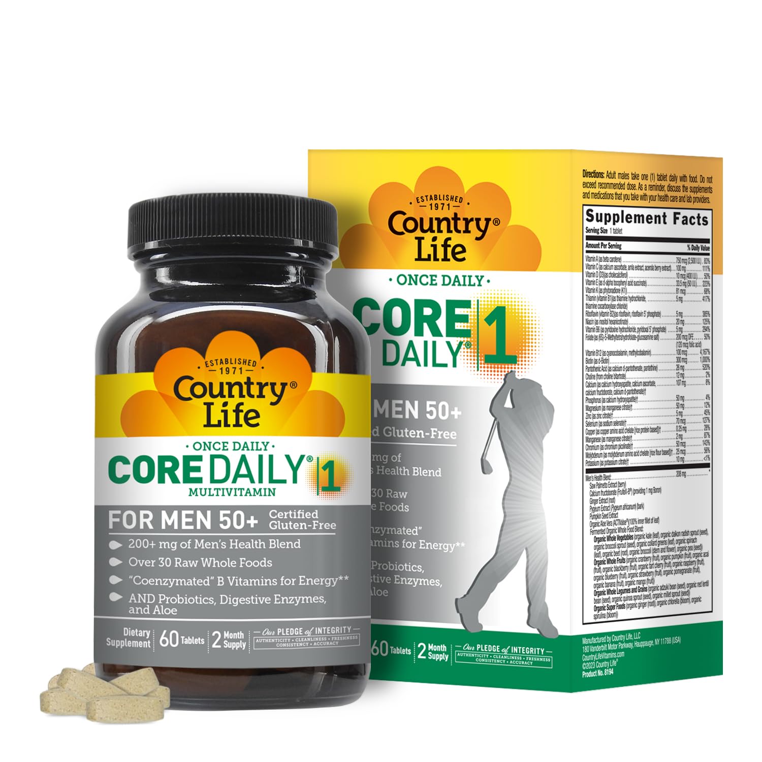 Country Life CORE Daily-1 Multivitamin for Men 50+ bottle on white background