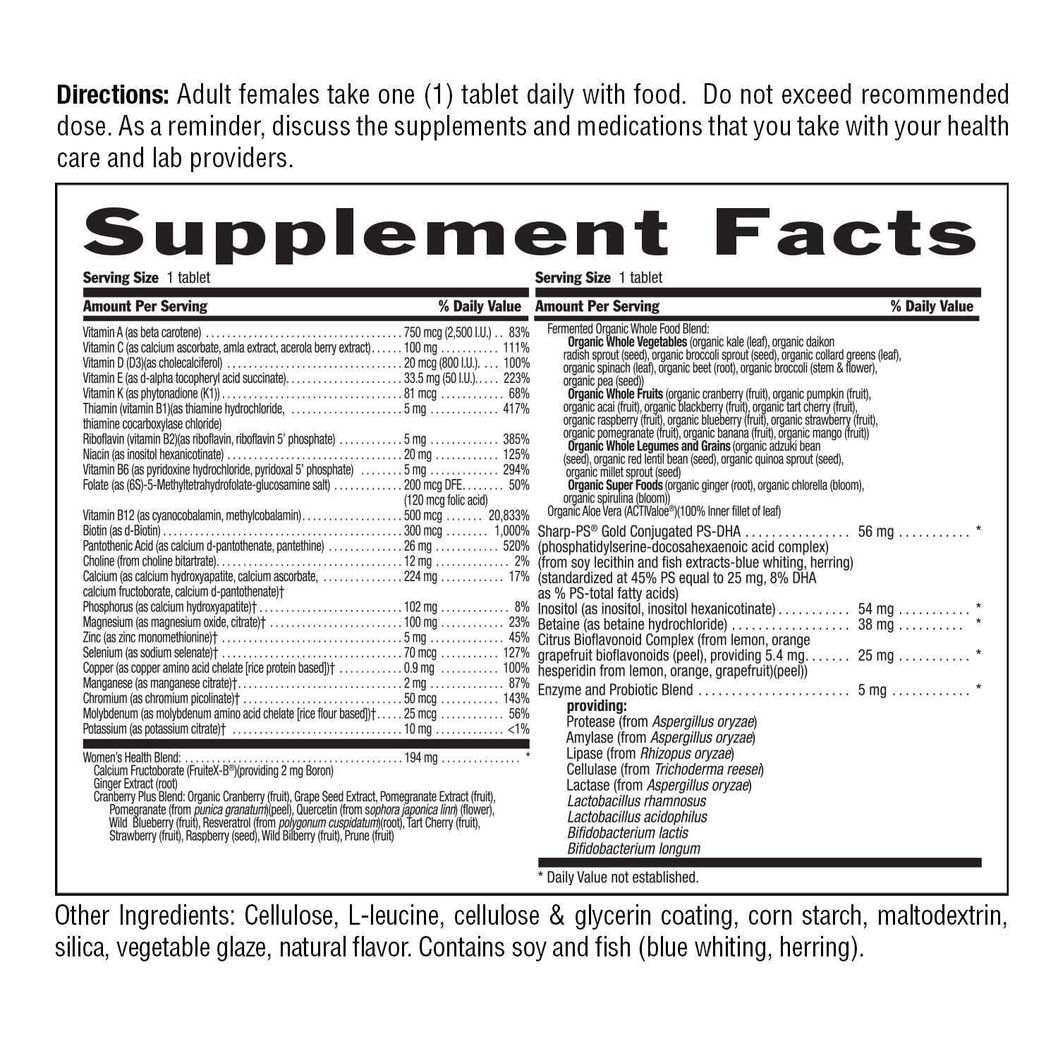 Whole foods ingredients used in the Country Life CORE Daily-1 for Women 50+