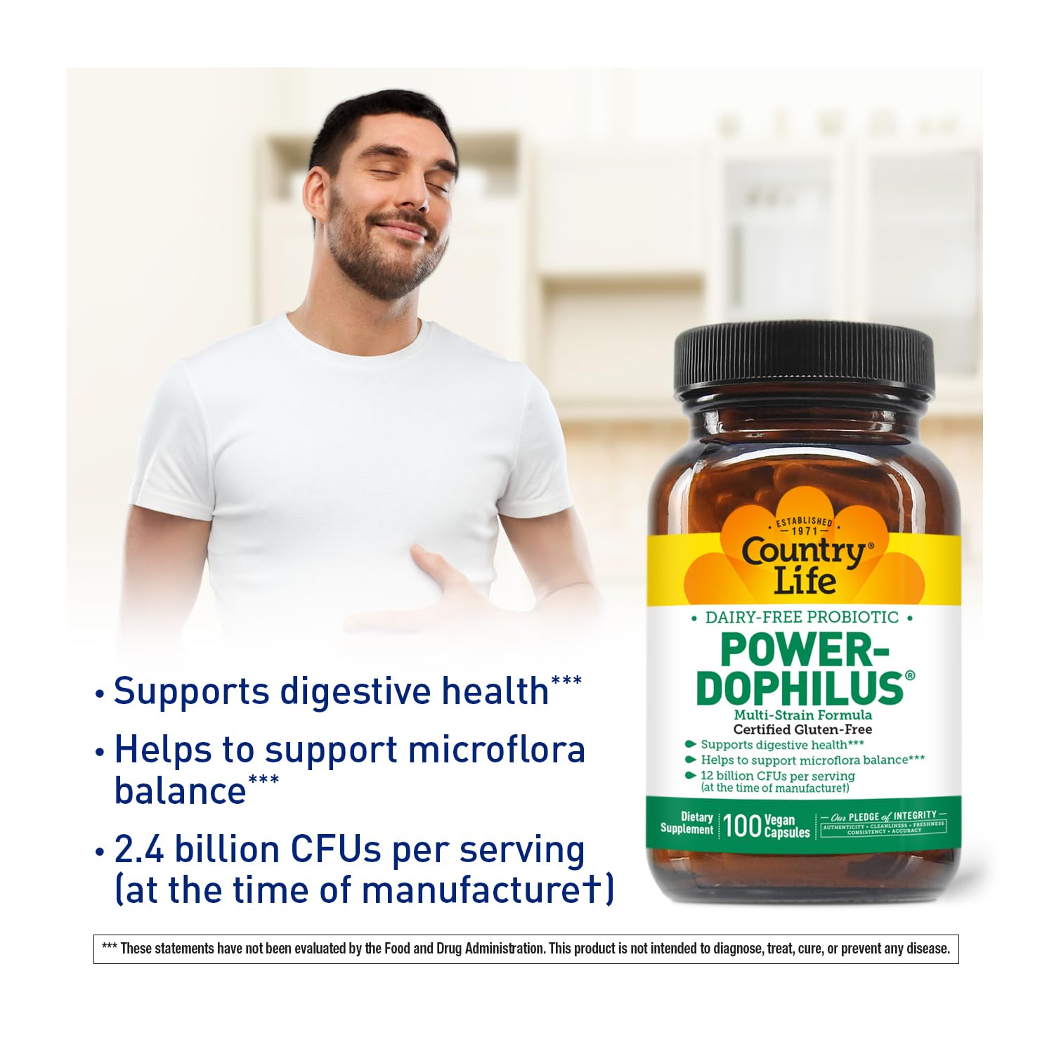 Certified Gluten-Free and Certified Vegan dairy-free probiotic label