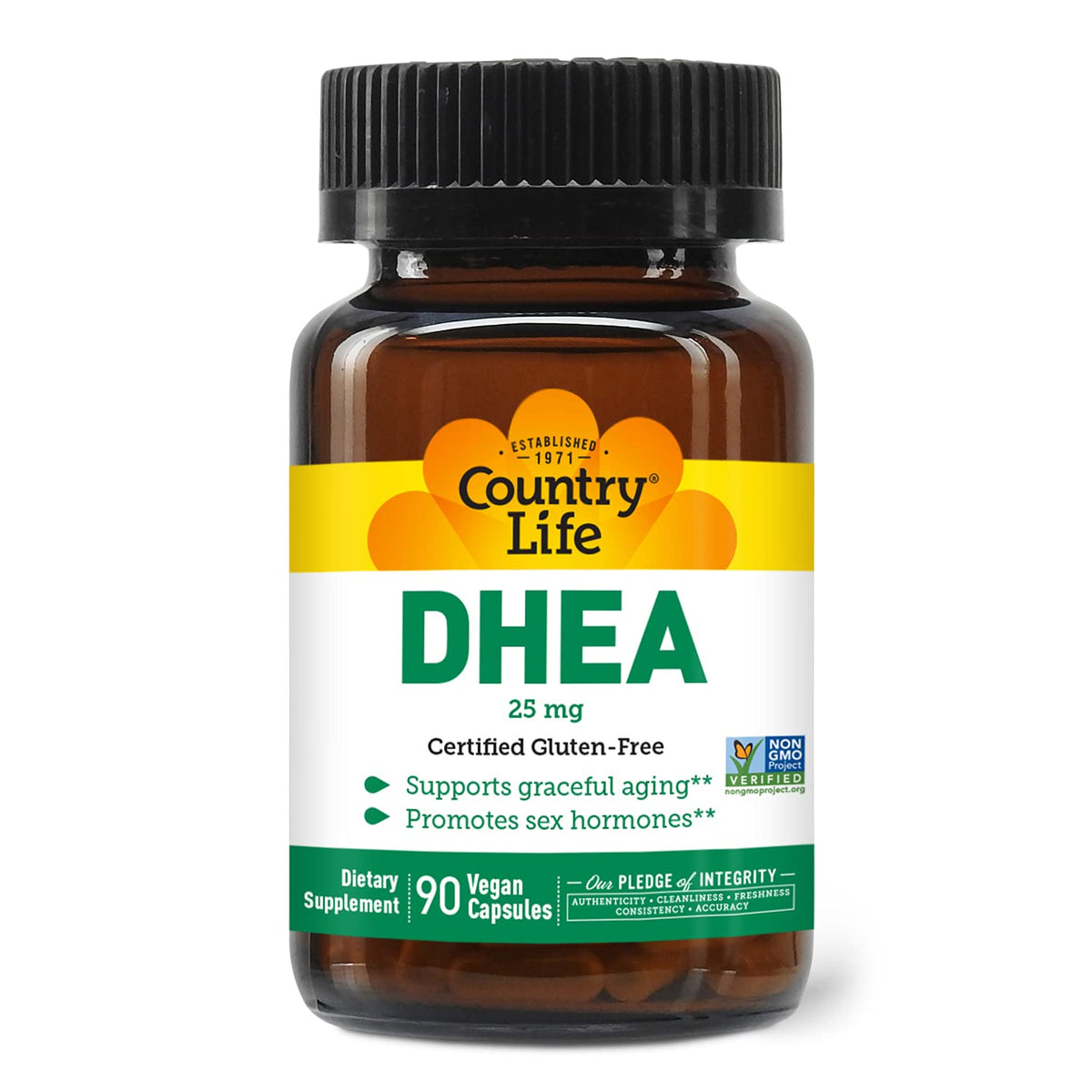 Country Life DHEA 25mg bottle – front label