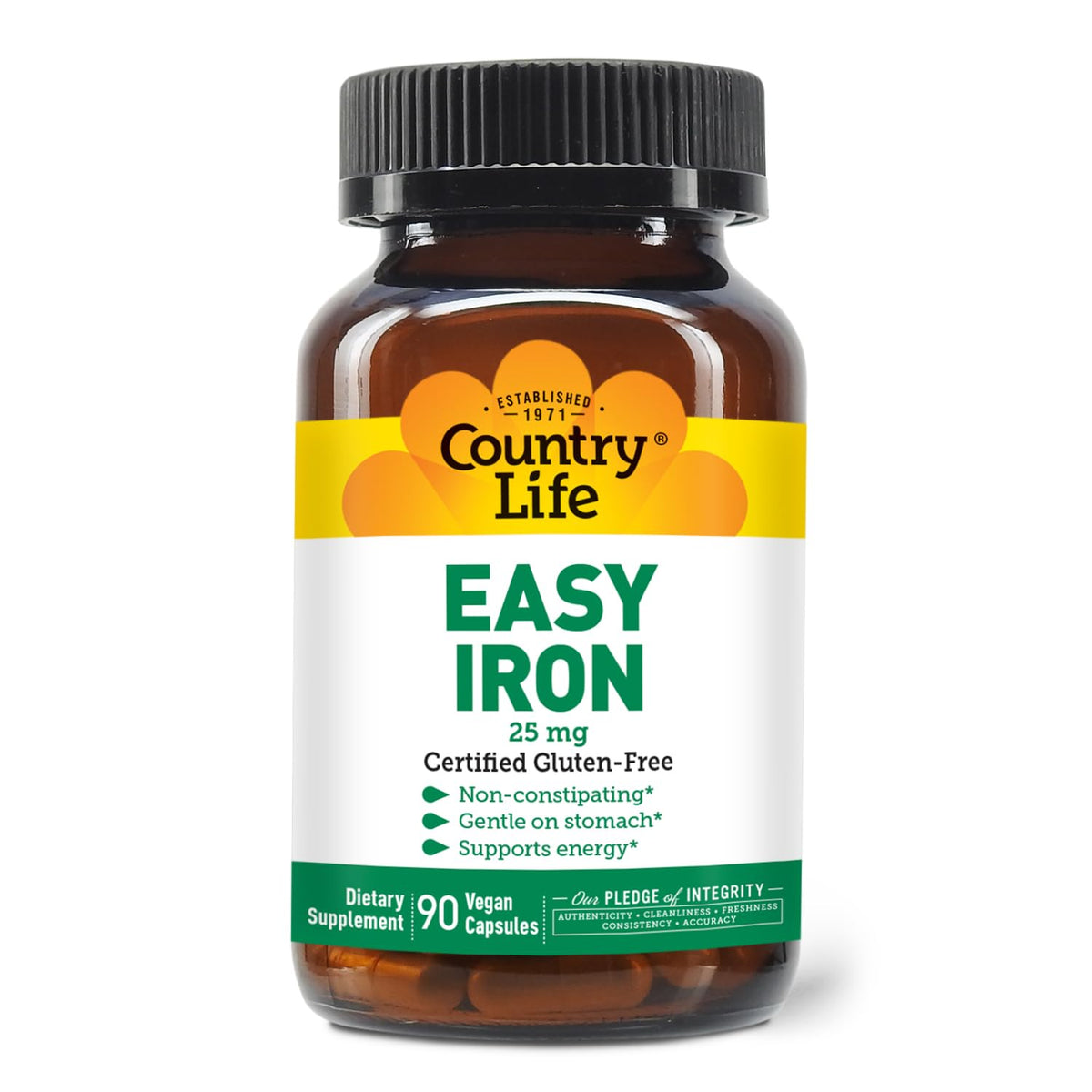 Country Life Easy Iron 25mg Capsules bottle on white background